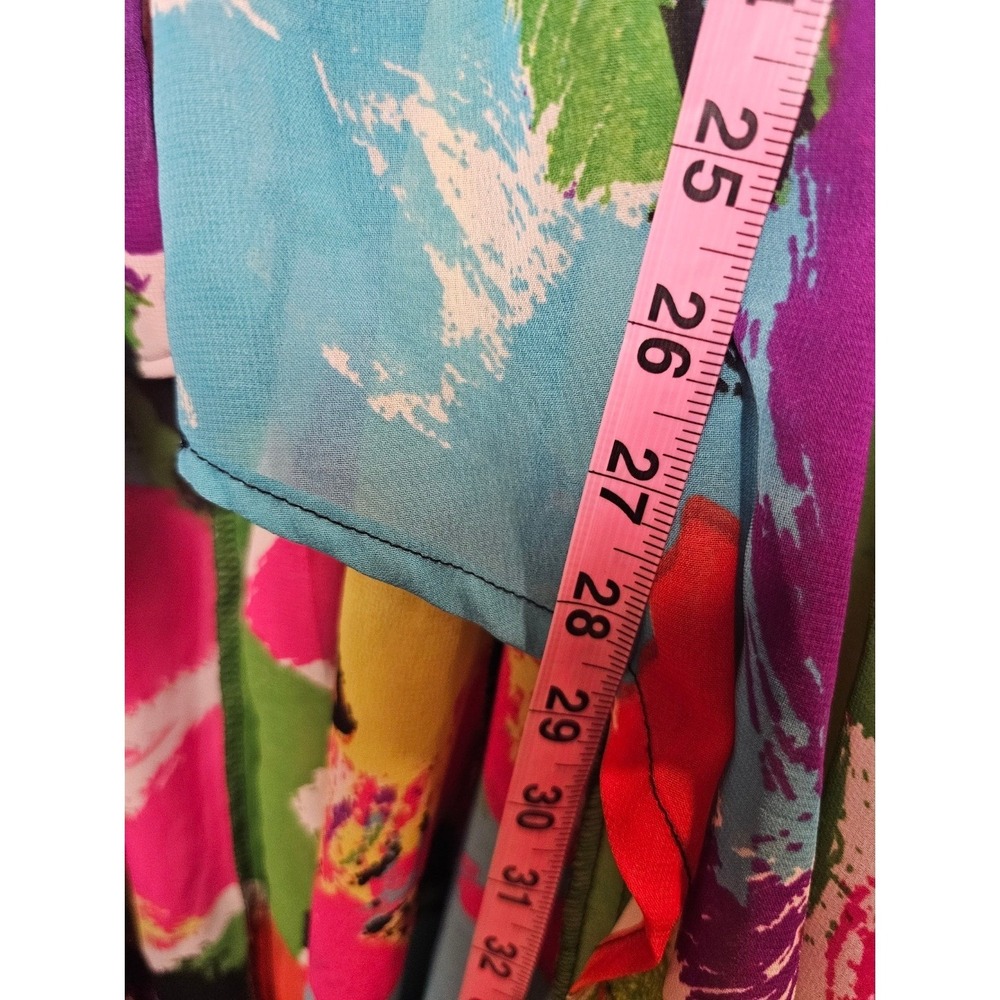 Ashley Stewart Multi Color Abstract High Low Maxi Dress Cold Shoulder Plus 26/28 - Picture 10 of 11